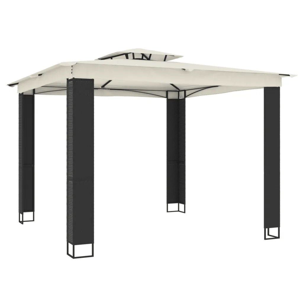 Gazebo | Pergolato con Tetto Doppio Crema 2,94x2,94 m in Acciaio
