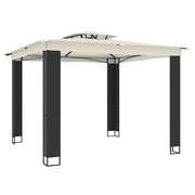 Gazebo | Pergolato con Tetto Doppio Crema 2,94x2,94 m in Acciaio