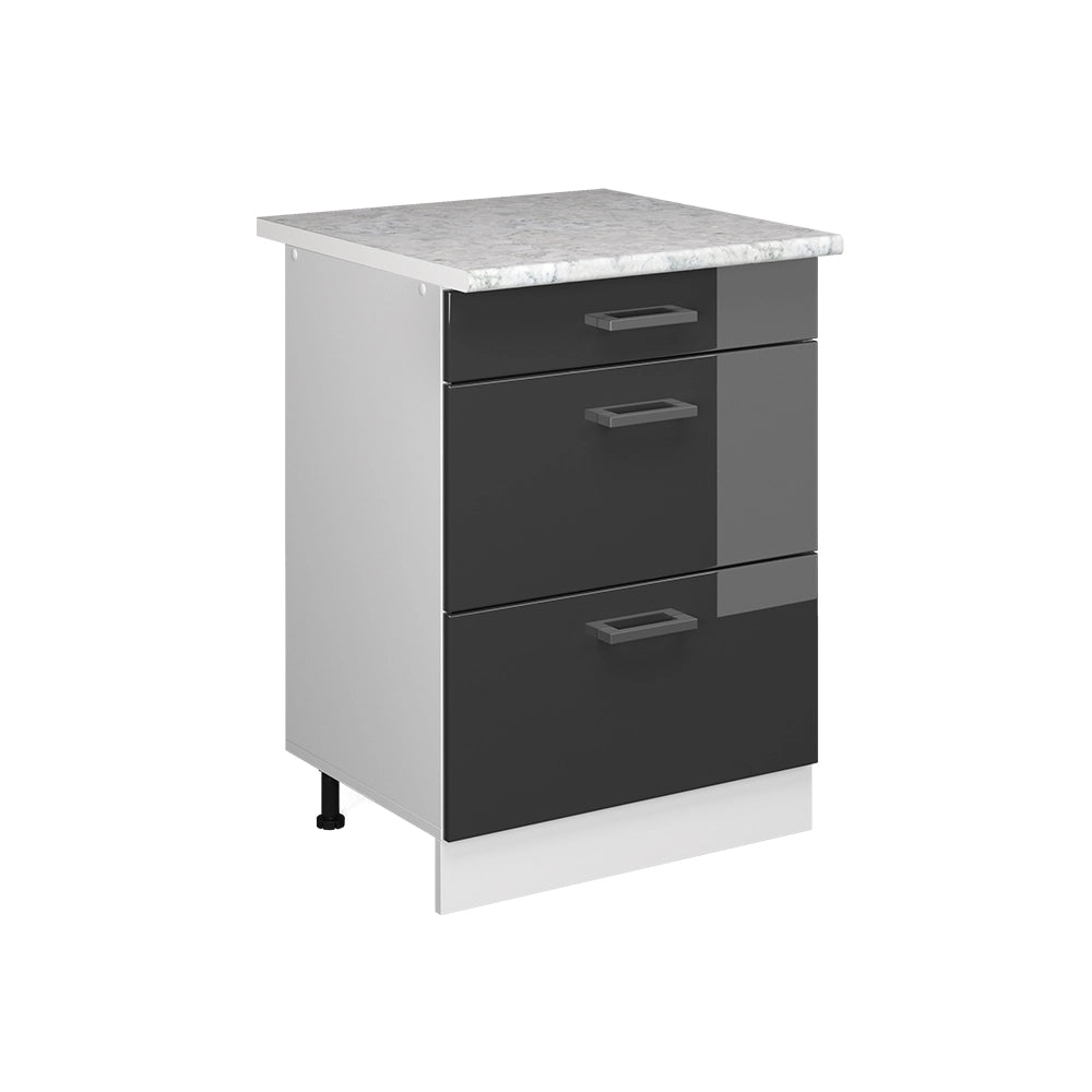 Vicco Base universale Antracite lucido 60 cm con cassetti