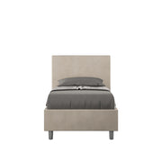 BS COM Letto singolo contenitore imbottito 80x190 microfibra sabbia