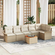 Set Divano da Giardino 7 pcs Beige e Crema polyrattan 3356006