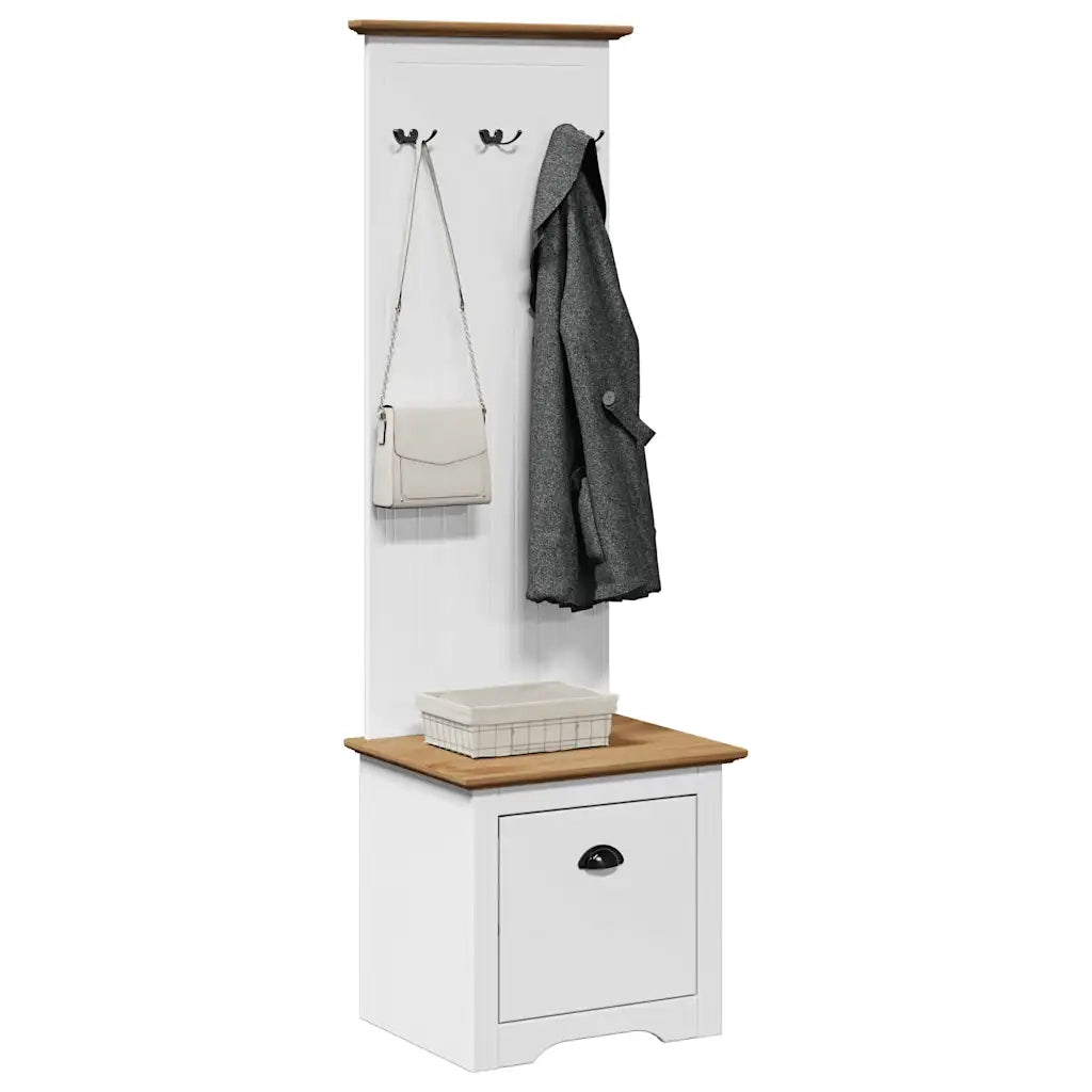 Mobile da Ingresso con Ganci BODO Bianco e Marrone 50x40x157 cm 4016873