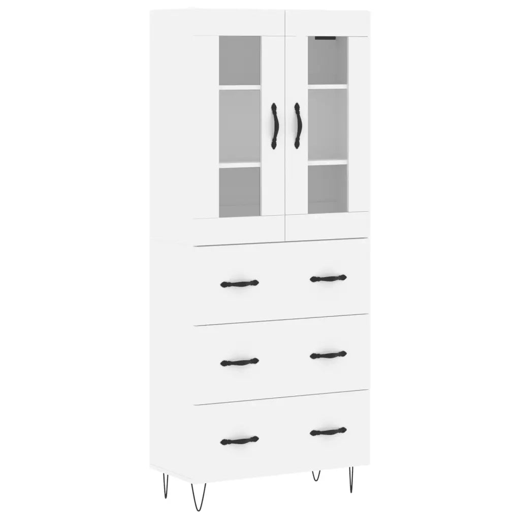 Credenza-Buffet-Armadio da cucina Bianca 69,5x34x180 cm in Legno Multistrato 816423