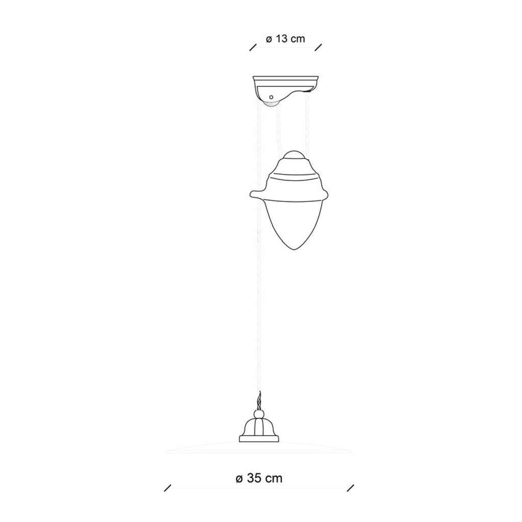 Lampadario Vintage Saliscendi B&W Metallo Smaltato Nero E Bianco 1 Luce E27 35Cm