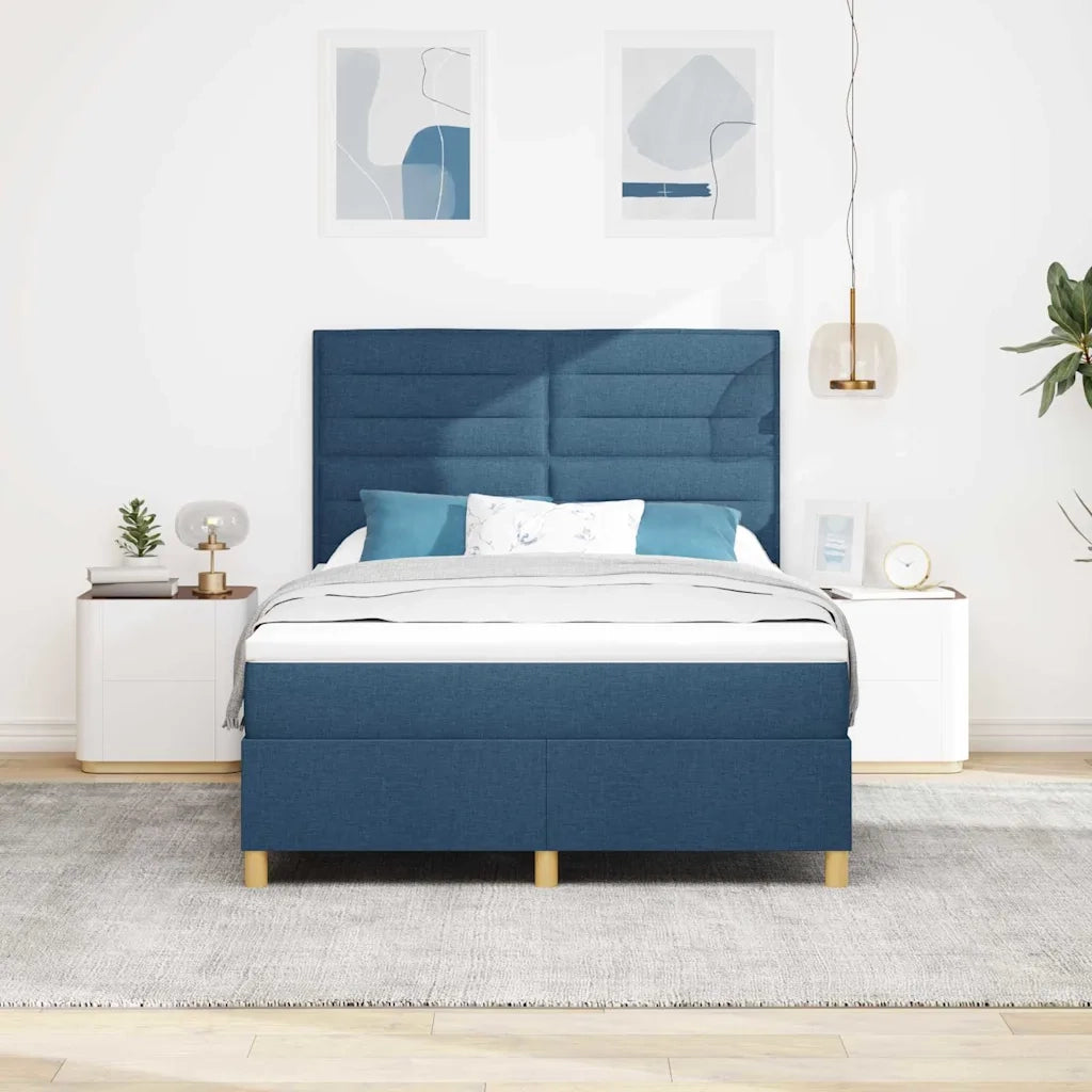 Letto a Sorgente LED con materasso Blu 140 x 190 cm Tessuto