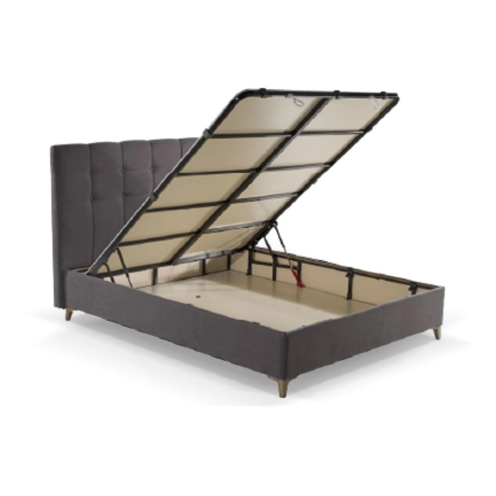 Letto matrimoniale contenitore tessuto grigio scuro Clup Monaco