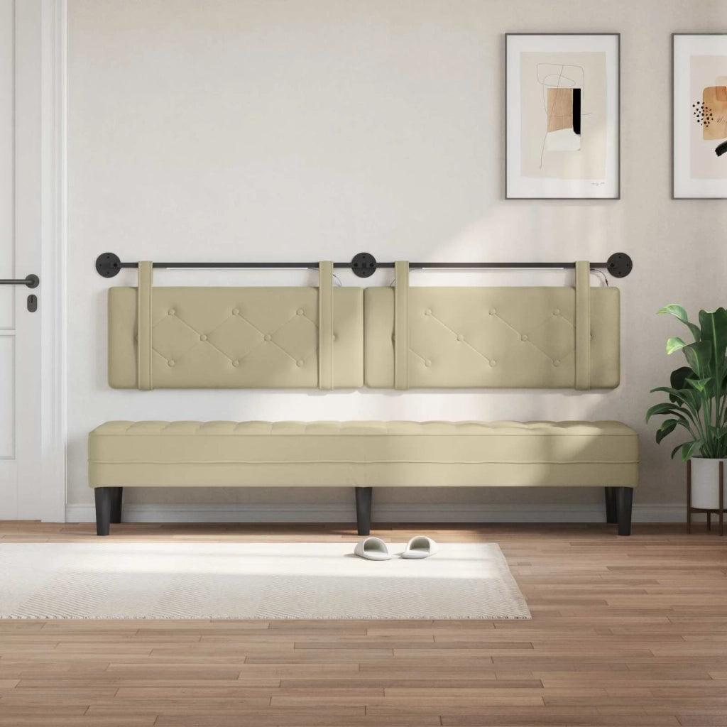 Testiera | Testata sospesa Con luce LED Crema Similpelle