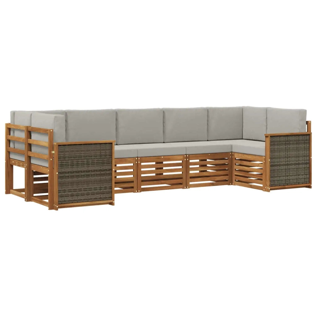 Set di divani da esterno 6 pz Naturale e Grigio Chiaro 3384797