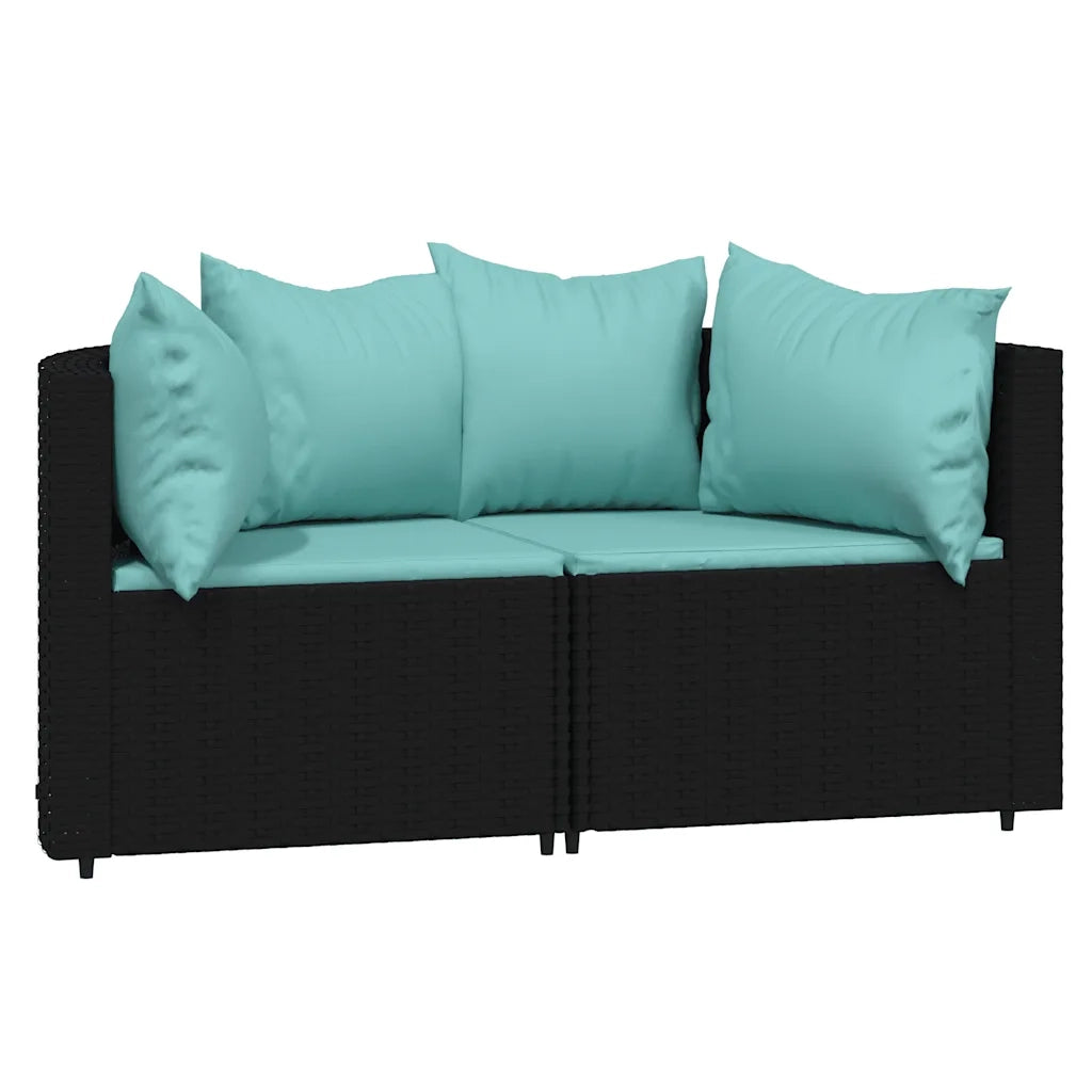Divani Angolari da Giardino con Cuscini 2pz in Polyrattan Nero 319806