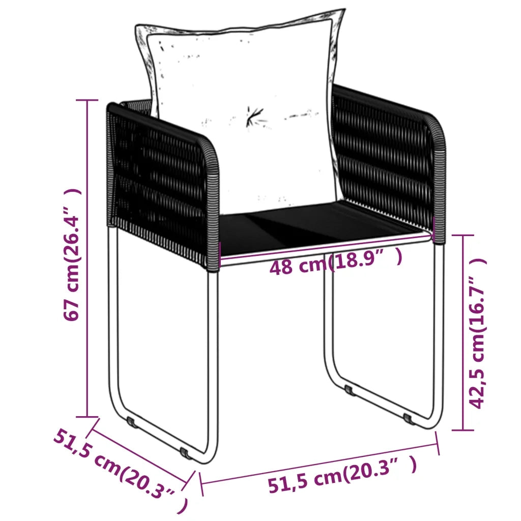 Set da Pranzo da Giardino 5 pz Nero 3099079