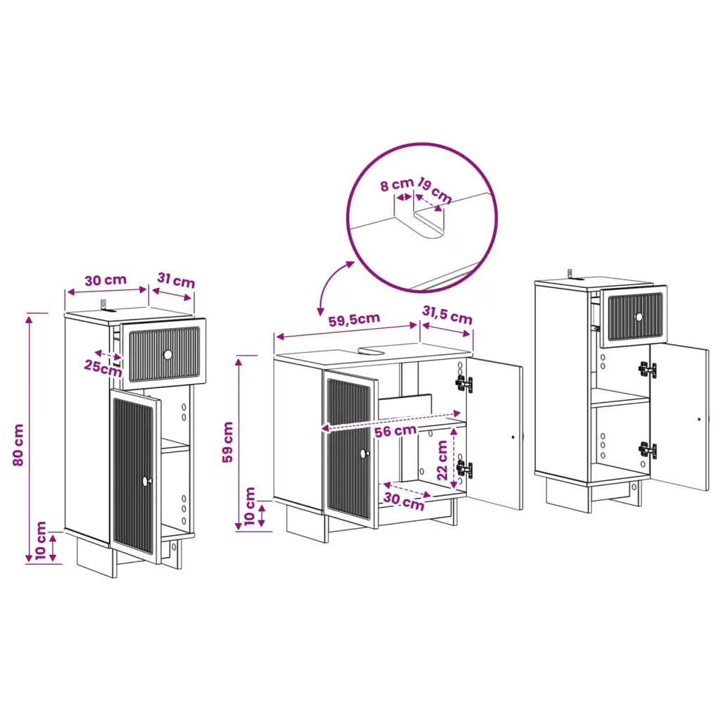 Set di Armadi da Bagno da 2 Pezzi EDE Sonoma grigio 3417987