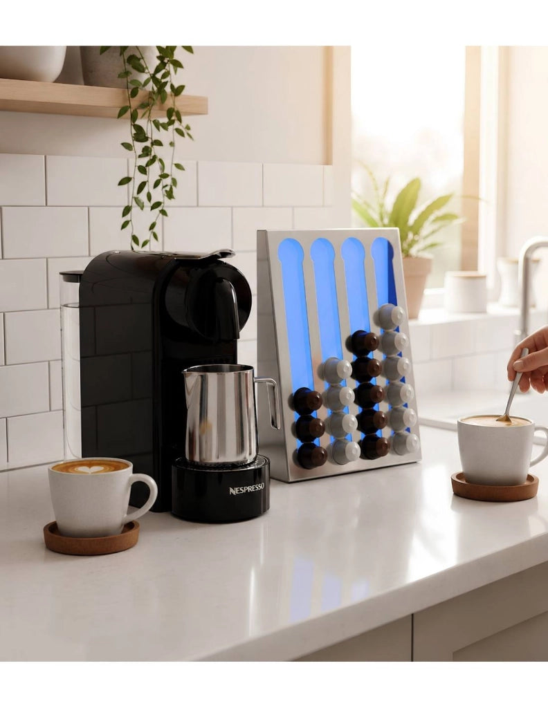 Porta capsule da caffè compatibile con capsule Nespresso® – Acciaio inox – 32 capsule – KAPSULAS