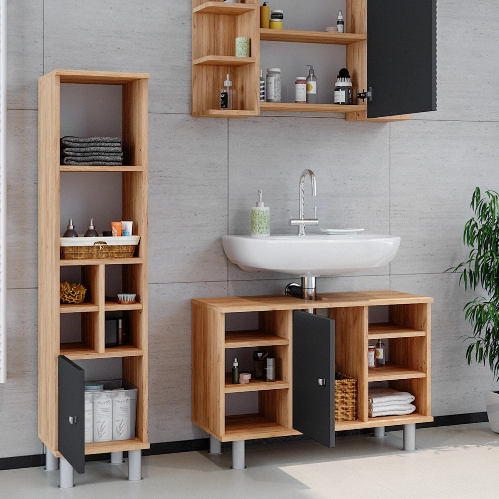 Vicco Set mobili bagno Quercia dorata 3 parti