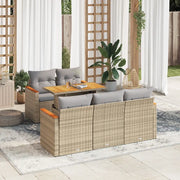 Set Divano da Giardino 6 pz con Cuscini Beige Polyrattan Acacia 3327440