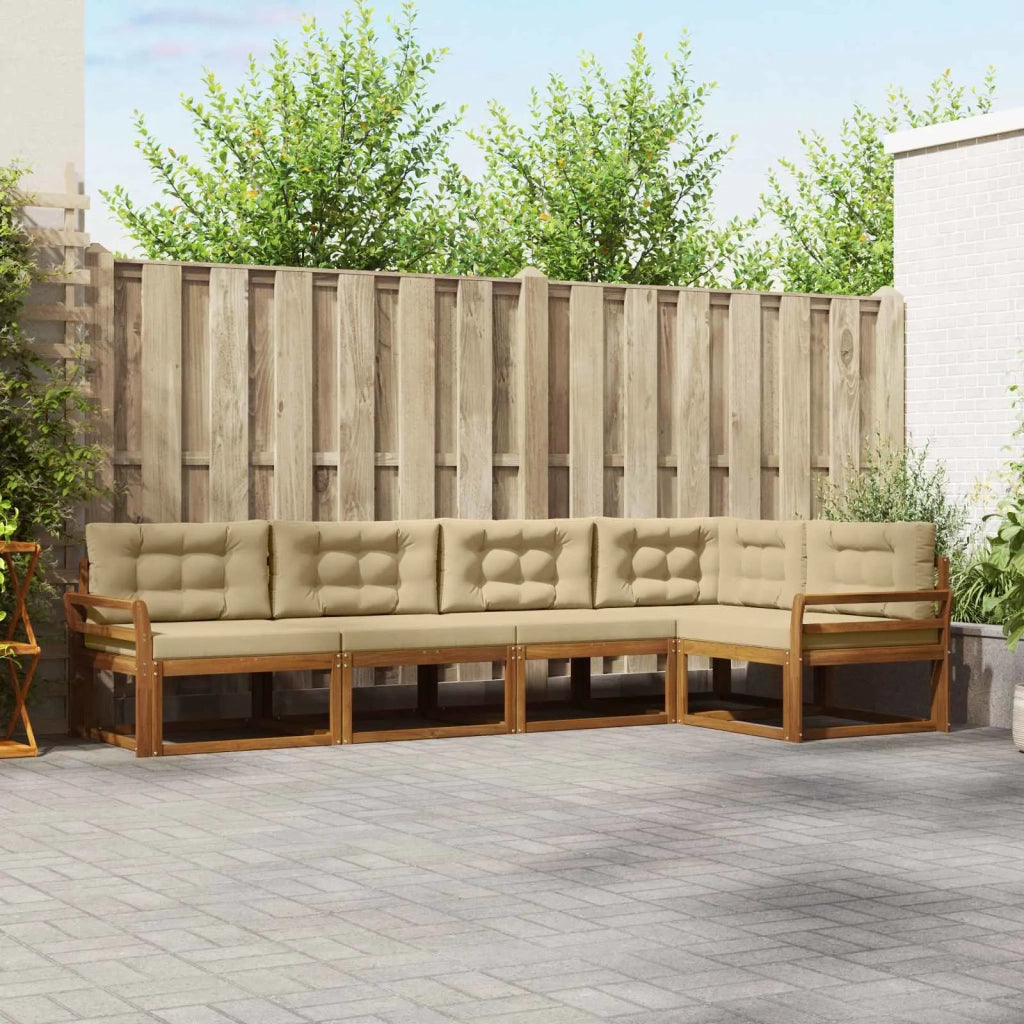 Set di divani da esterno con cuscino 5 pcs Naturale e Beige 3367581
