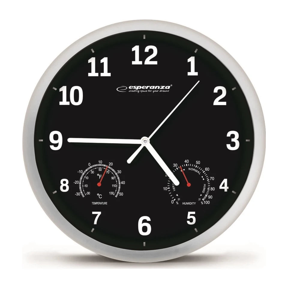 Orologio da parete meccanico Esperanza EHC016K, rotondo, nero