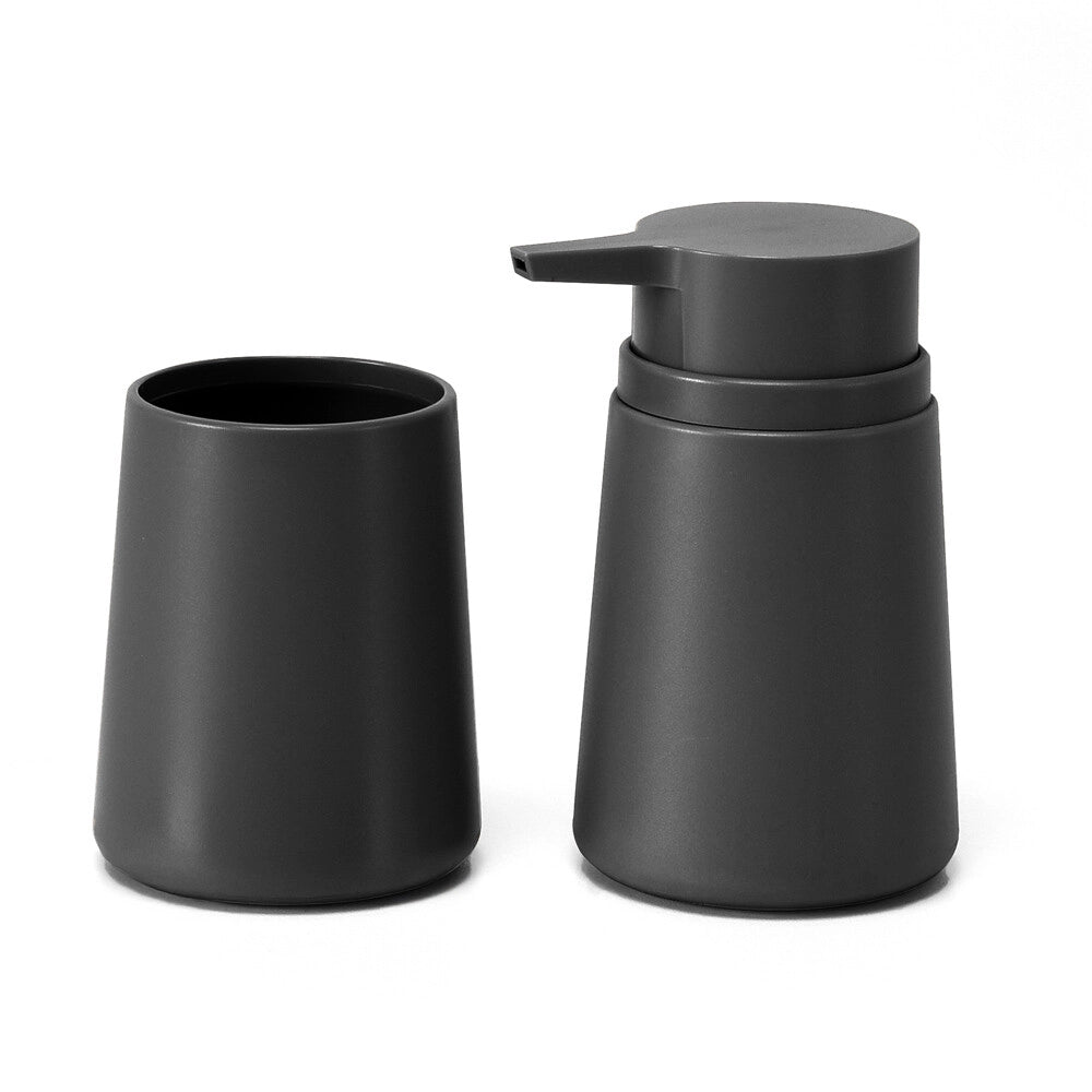 Set accessori bagno completo da 5 pezzi in plastica grigio Pop