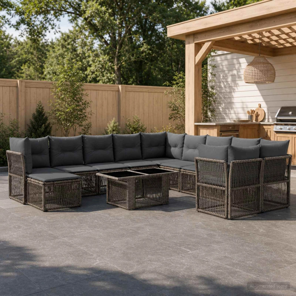 Set Divano da Giardino 12 pz Grigio polyrattan 3436580