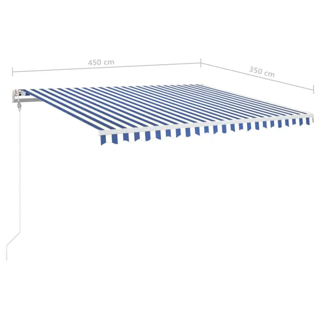 Tenda Automatica con Sensore Vento e LED 450x350 cm Blu Bianca 3069011