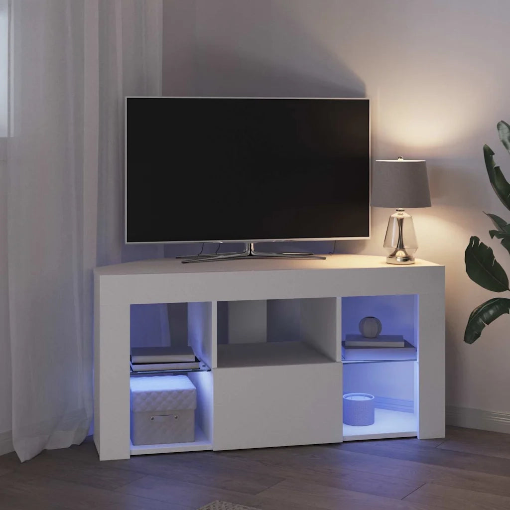 Mobile TV LED-Credenza per TV con LED-Console TV Angolare Bianco 100 x 40 x 50 cm
