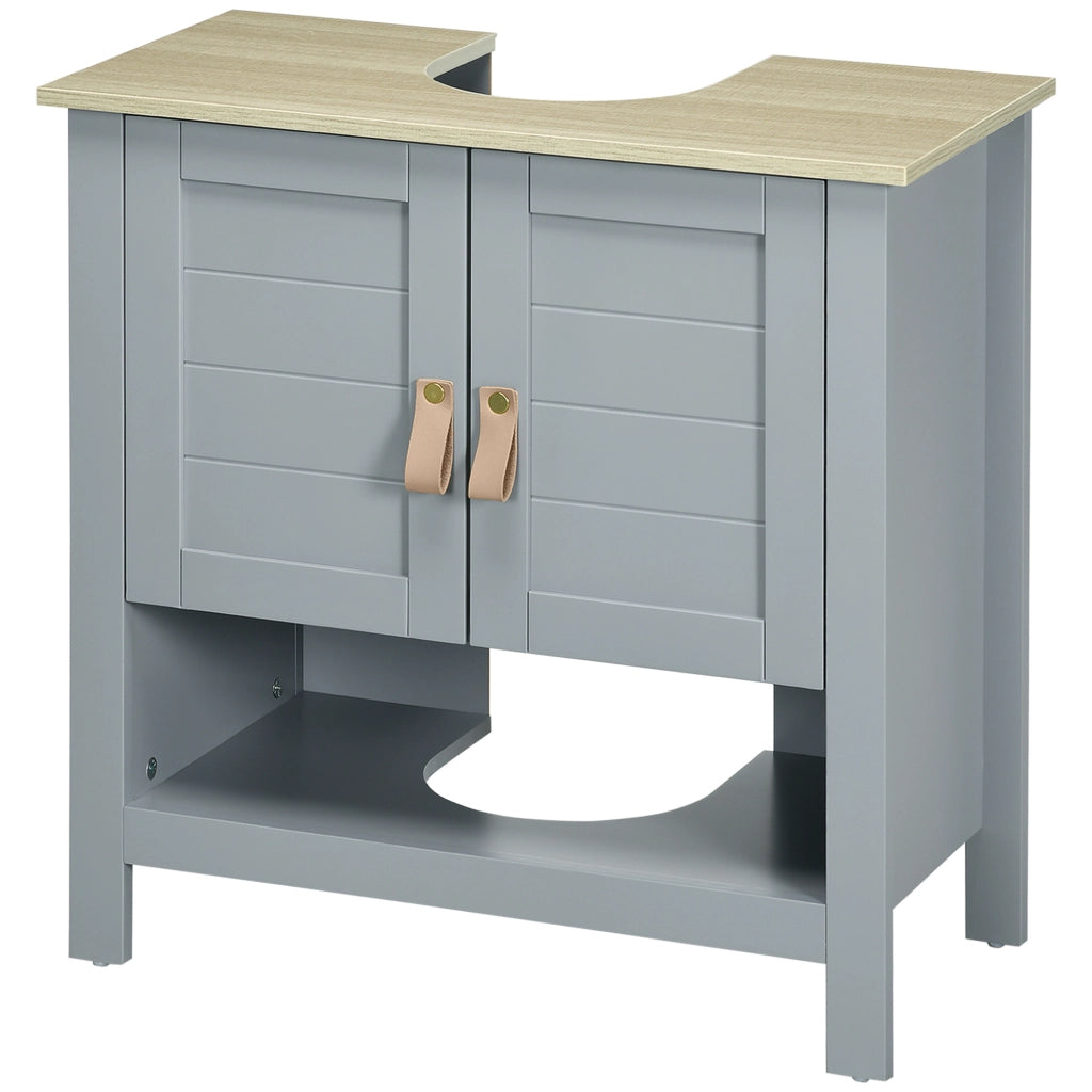 Mobiletto Sottolavabo con 2 Ante e Ripiano Regolabile ¨C Minimal ¨C Grigio 60x30x60 cm