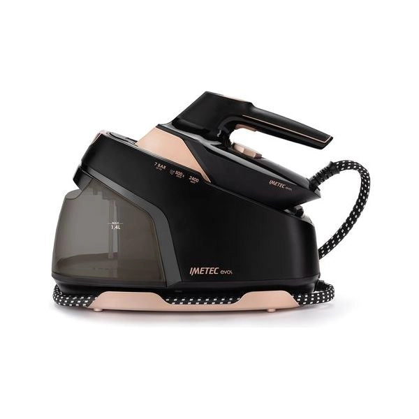 Imetec evos, ferro da stiro con caldaia, tecnologia flash steam con vapore potenziato, pressione fino a 7 bar, piastra infinity glide alta scorrevolezza, colpo di vapore flash da 500 g, 2400 w, sistema anticalcare, blocca ferro, autospgnimento - 9034