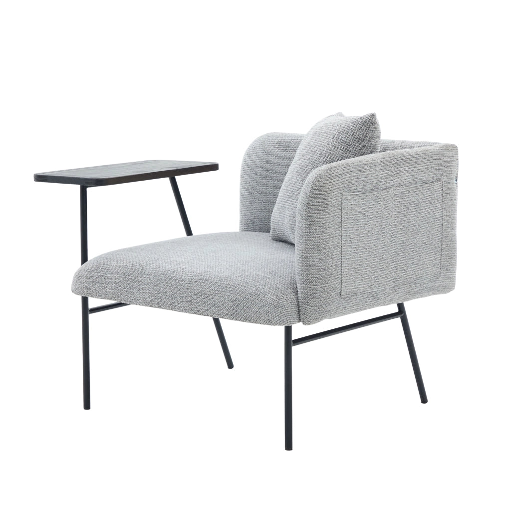 Poltrona singola moderna grigia in ciniglia con tavolino 86x72x71 cm