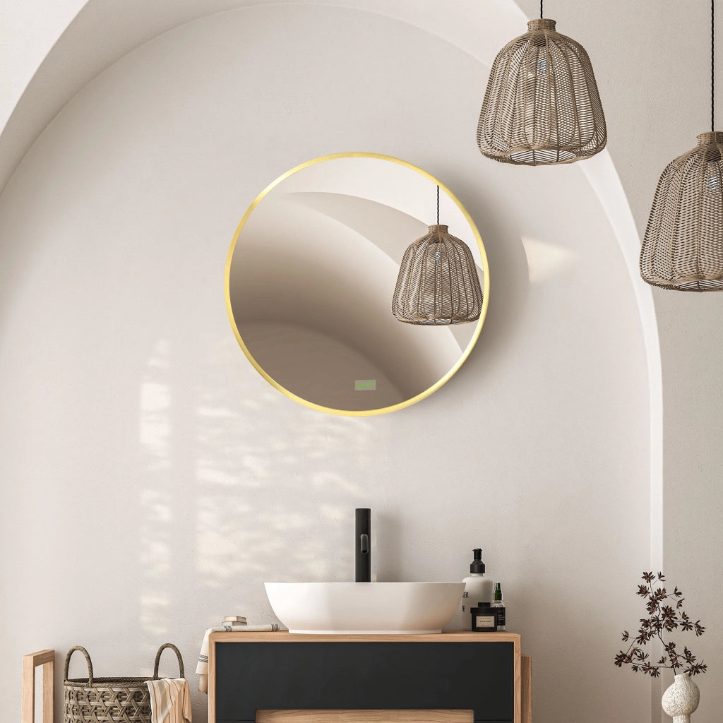 Specchio da parete tondo con cornice metallo ¨C Minimal ¨C oro ?50 cm