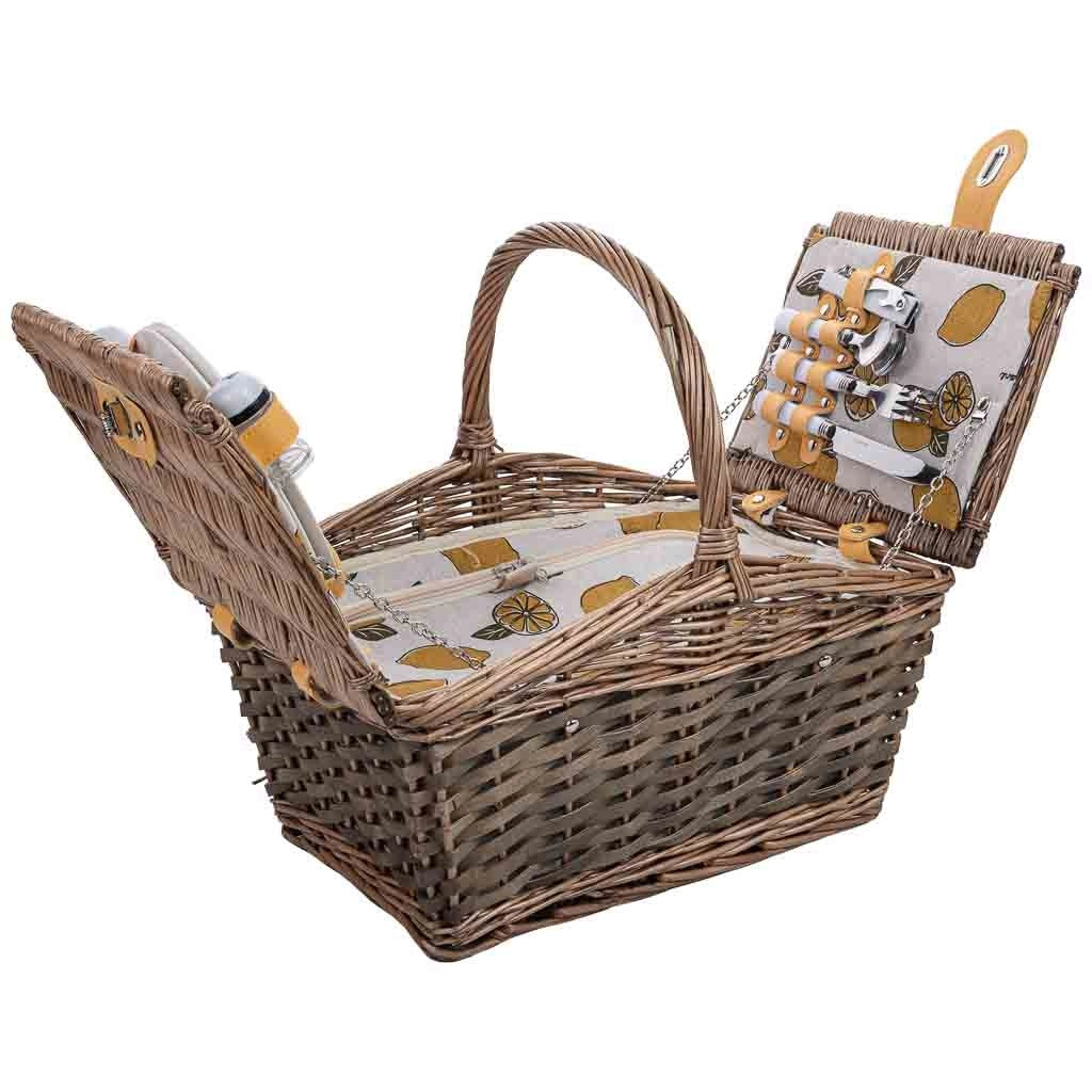 Cestino da picnic per 2 persone, marrone, 40x28x20/25/38h cm