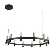 Lampada a sospensione Almelo nera/oro LED 50,4W Italux
