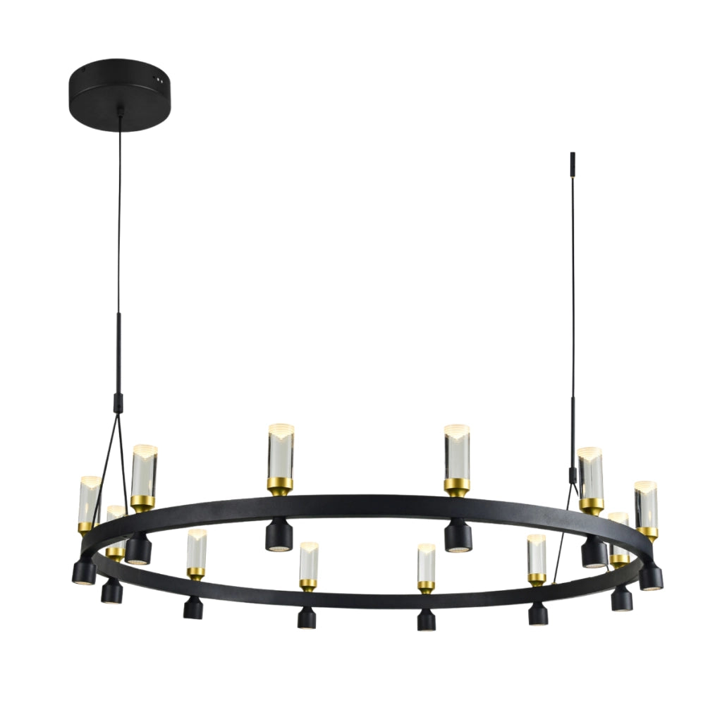 Lampada a sospensione Almelo nera/oro LED 50,4W Italux