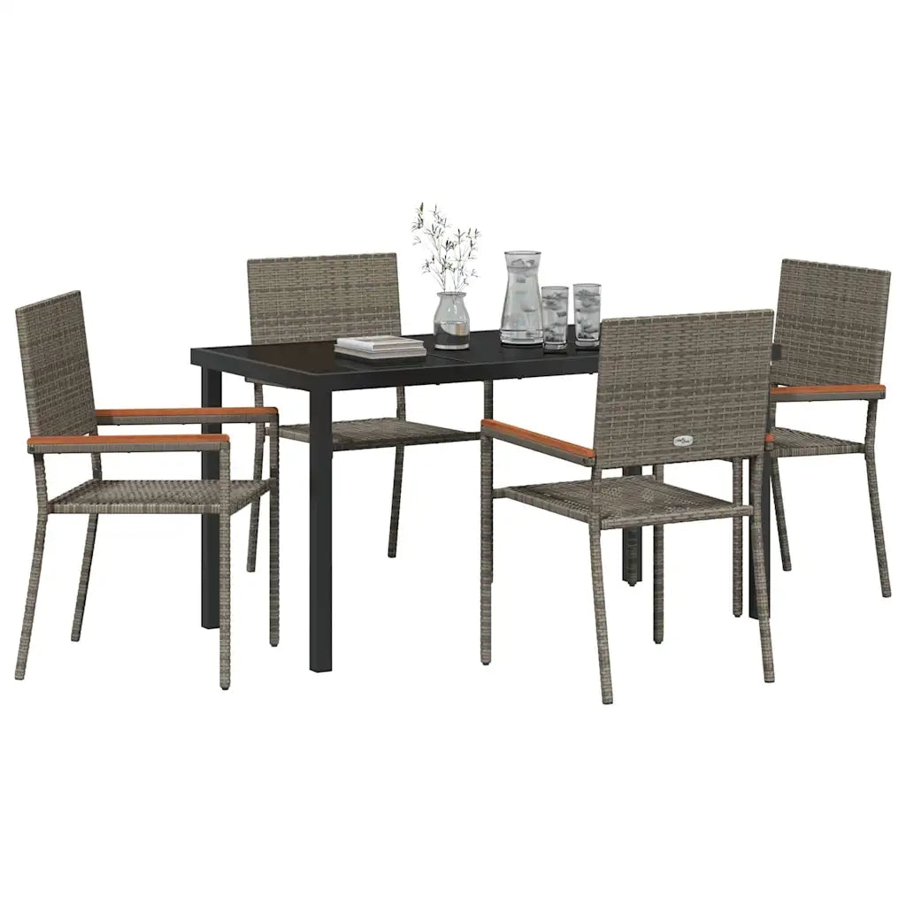 Set da Pranzo per Giardino con cuscino 5 pcs Grigio polyrattan 3379711