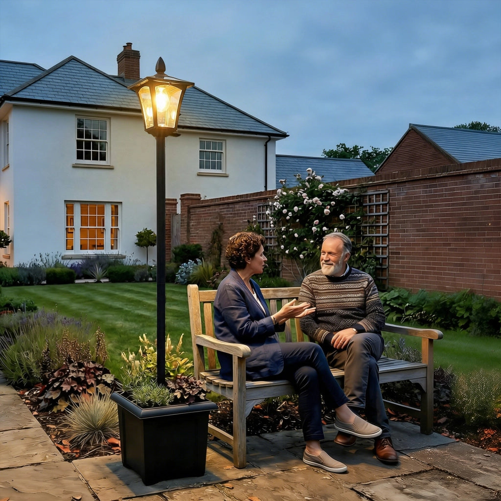 Lampada da giardino solare con fioriera ¨C zephmum ¨C nero 160cm