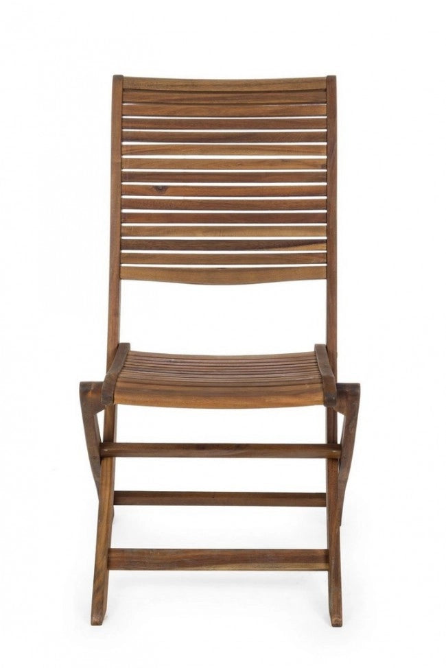 Set 2 sedie pieghevoli Noemi in legno di acacia cm 64x55,5x93h