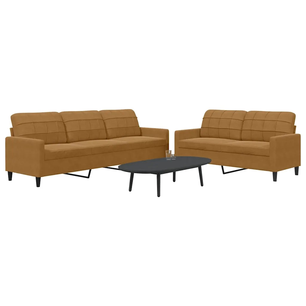 Set di Divani 2 pz con Cuscini Marrone in Velluto 3278478