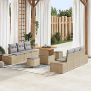 Set Divano da Giardino con cuscino 9 pcs Beige Poly Rattan