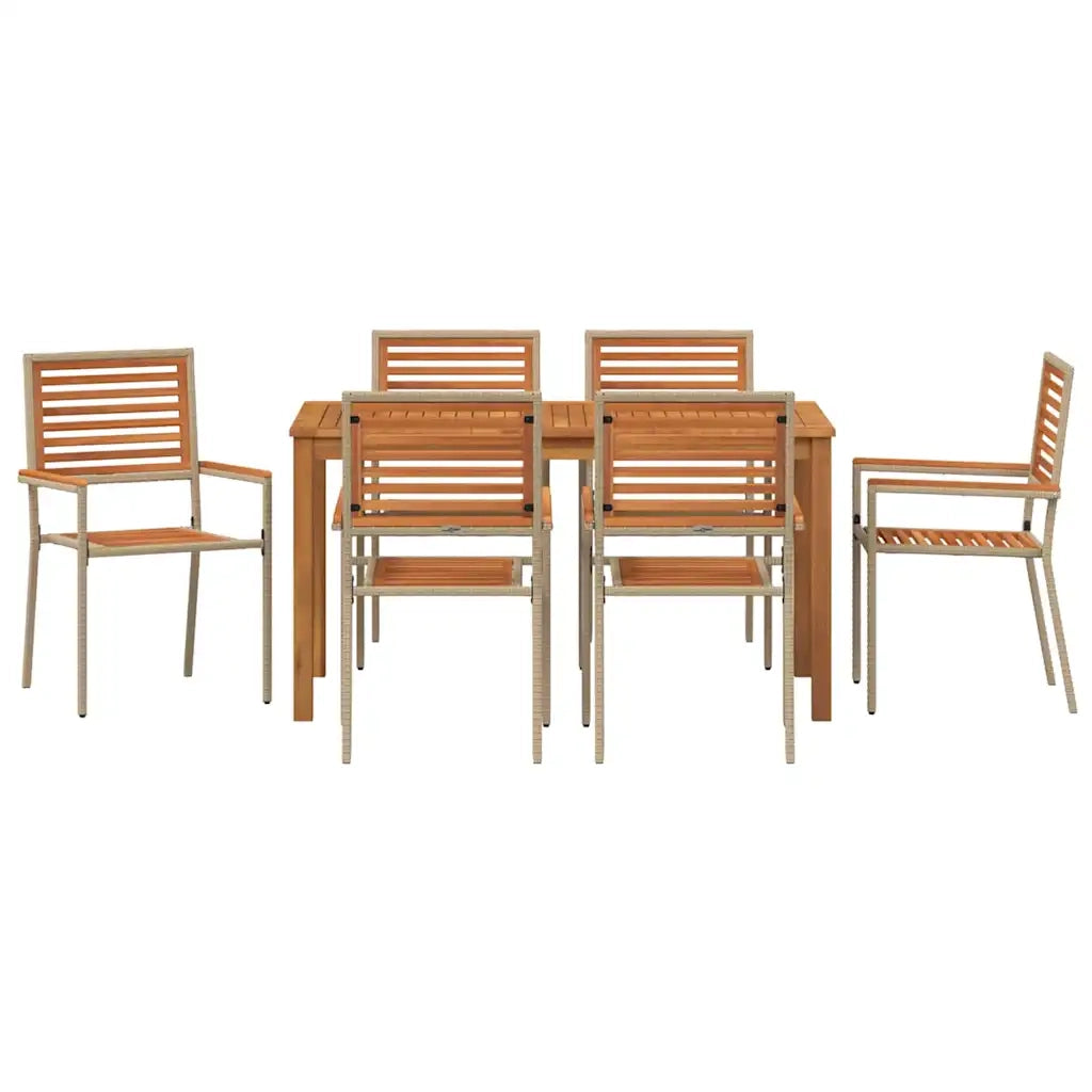 Set da Pranzo per Giardino 7 pcs Beige Legno di Acacia Massello