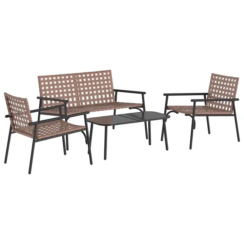 Set da Pranzo per Giardino 4 pcs Marrone polyrattan 42004145