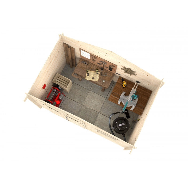Casetta in legno da giardino Latina 320x205 cm blockhouse spessore 19 mm con porta doppia e finestra