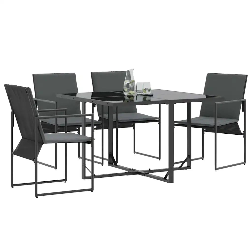 Sedia con cuscino 4 pz | Sedie da Esterno Nero e antracite Textilene