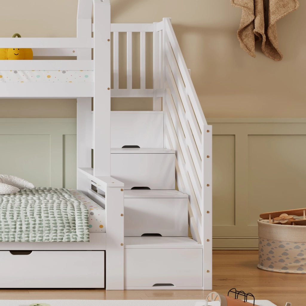 LETTO a castello per bambini 90x200 cm e 140x200 cm Bianco Legno MDF