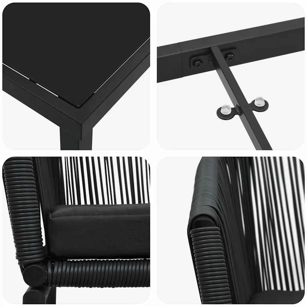 Set da Pranzo per Giardino 7 pcs Nero 3379350