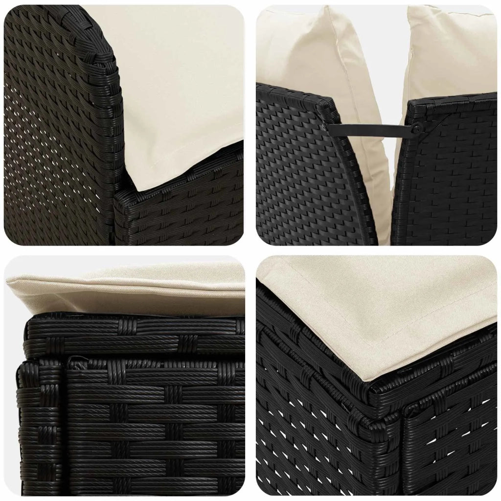 Set di Mobili con cuscino 7 pcs Nero e Crema Rattan in PE 3422210