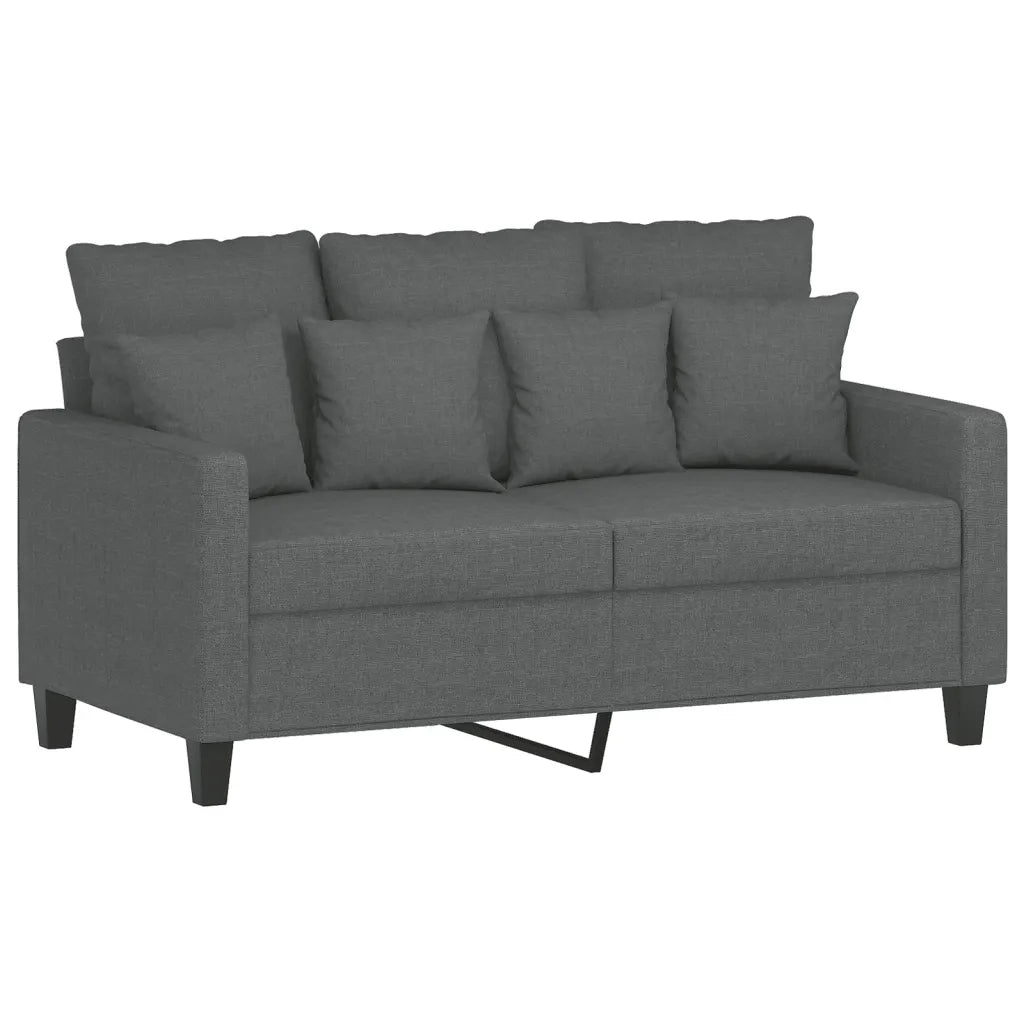 Set di Divani 2 pz con Cuscini Grigio Scuro in Tessuto