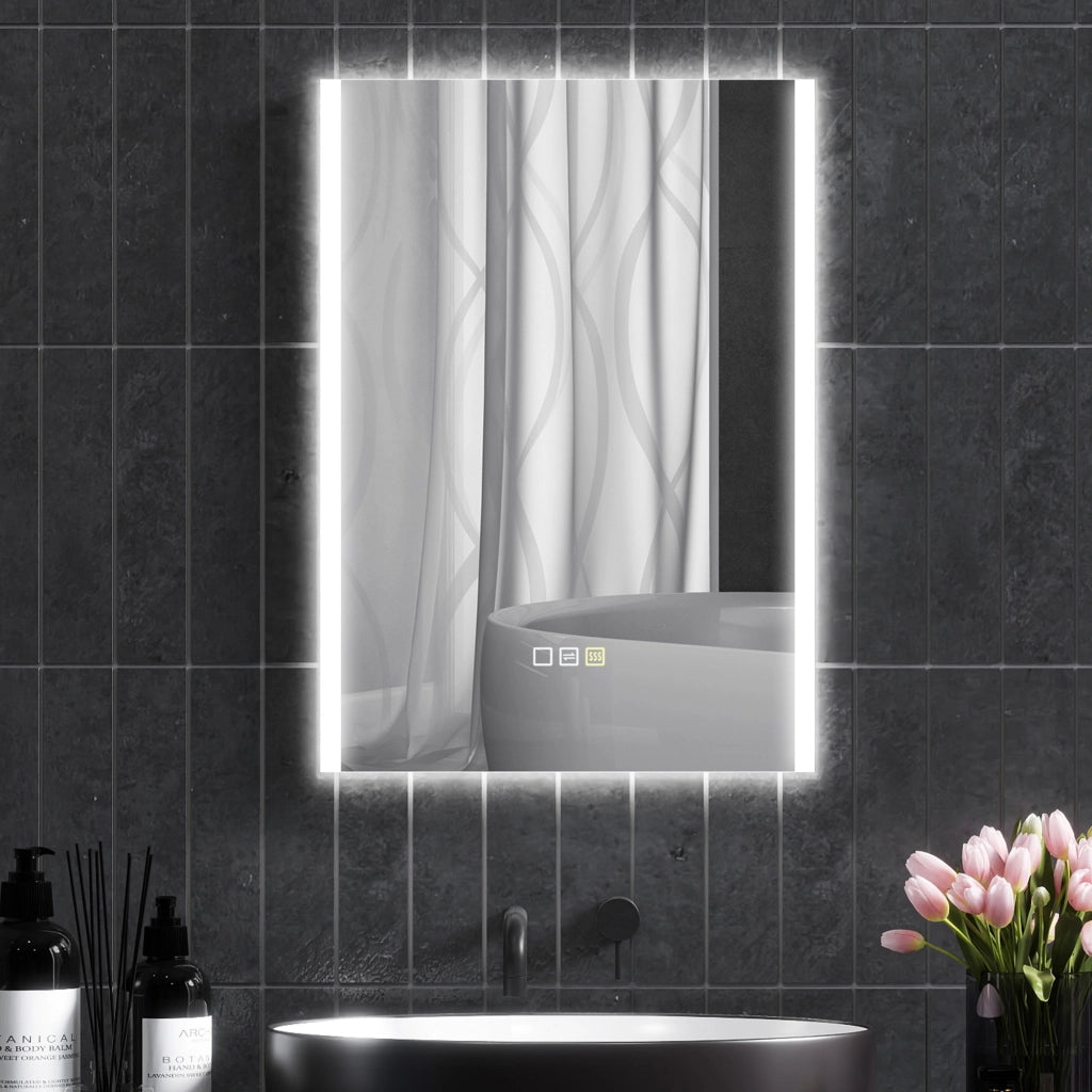 Specchio da Bagno con Luce LED ¨C zephmum ¨C Argento 70x50x3 cm