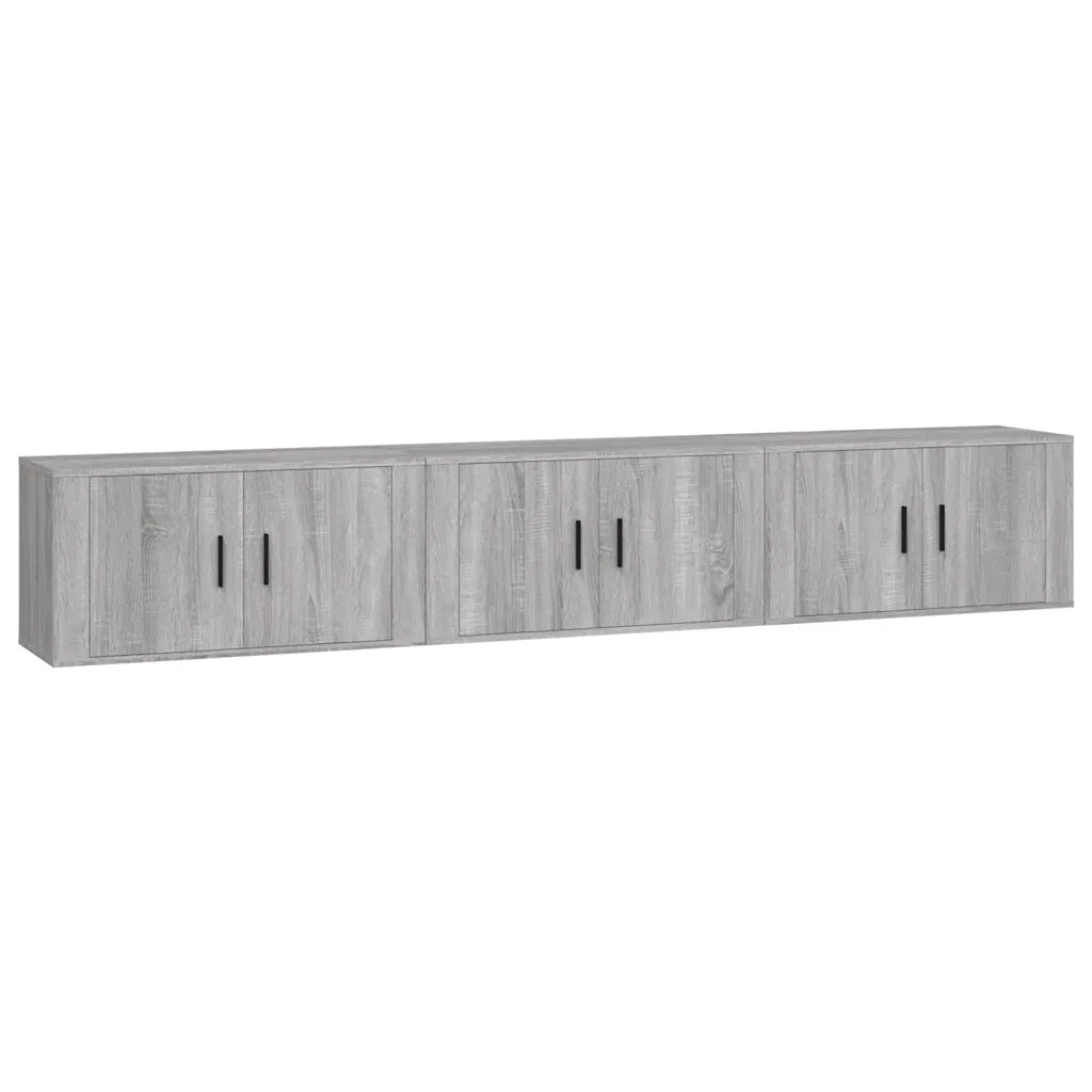 Mobili Porta TV a Parete 3 pz | Armadietto TV | Mobile Porta TV Grigio Sonoma 80x34,5x40 cm