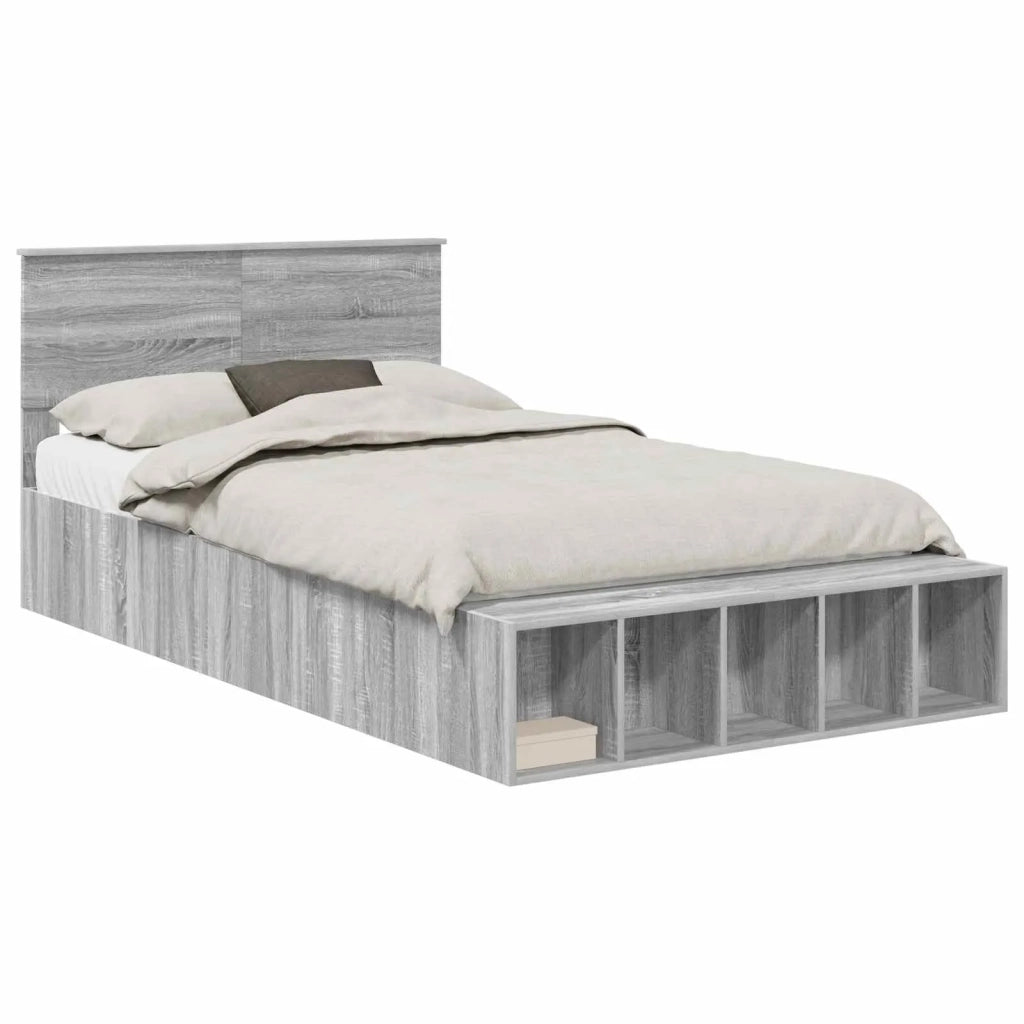 Struttura del letto con lo scaffale Grigio Sonoma 120 x 200 cm 3408394