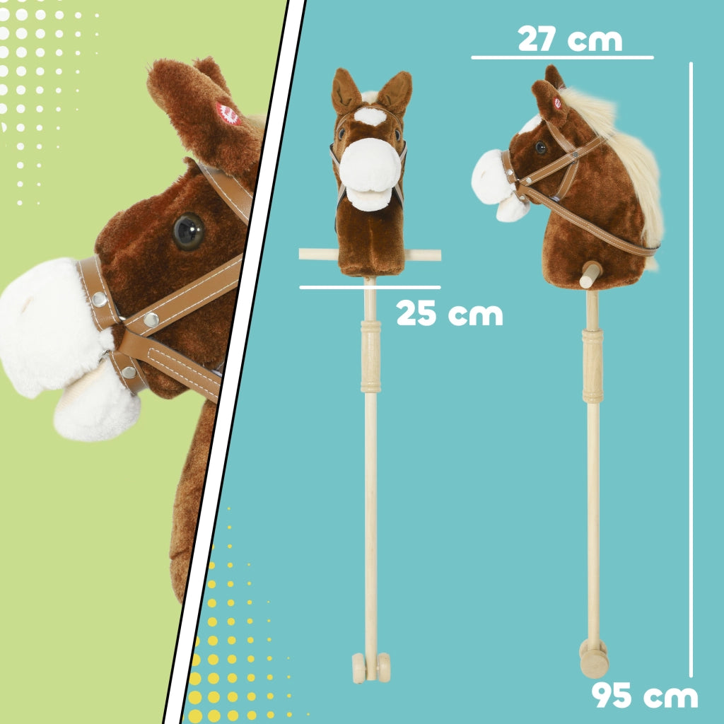 Cavallo a Dondolo di Legno con Ruote e Suoni ¨C Minimal ¨C 95 cm Marrone