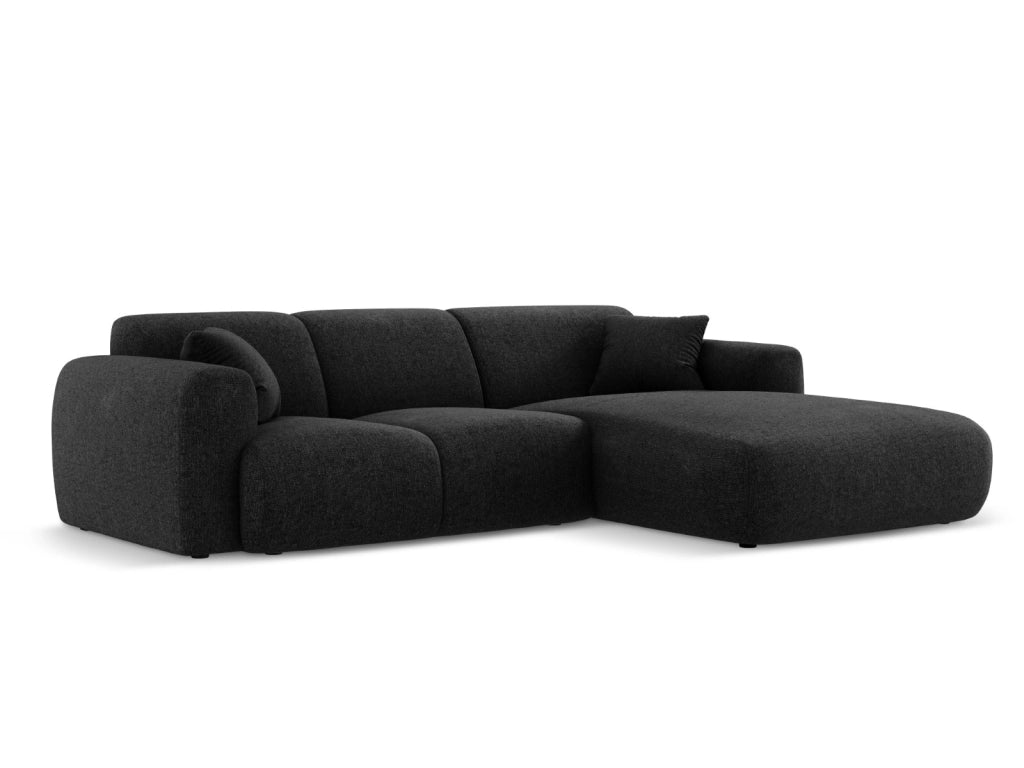 Cosmopolitan Design - Divano angolare destro "Nolio" 4 posti in ciniglia nero 