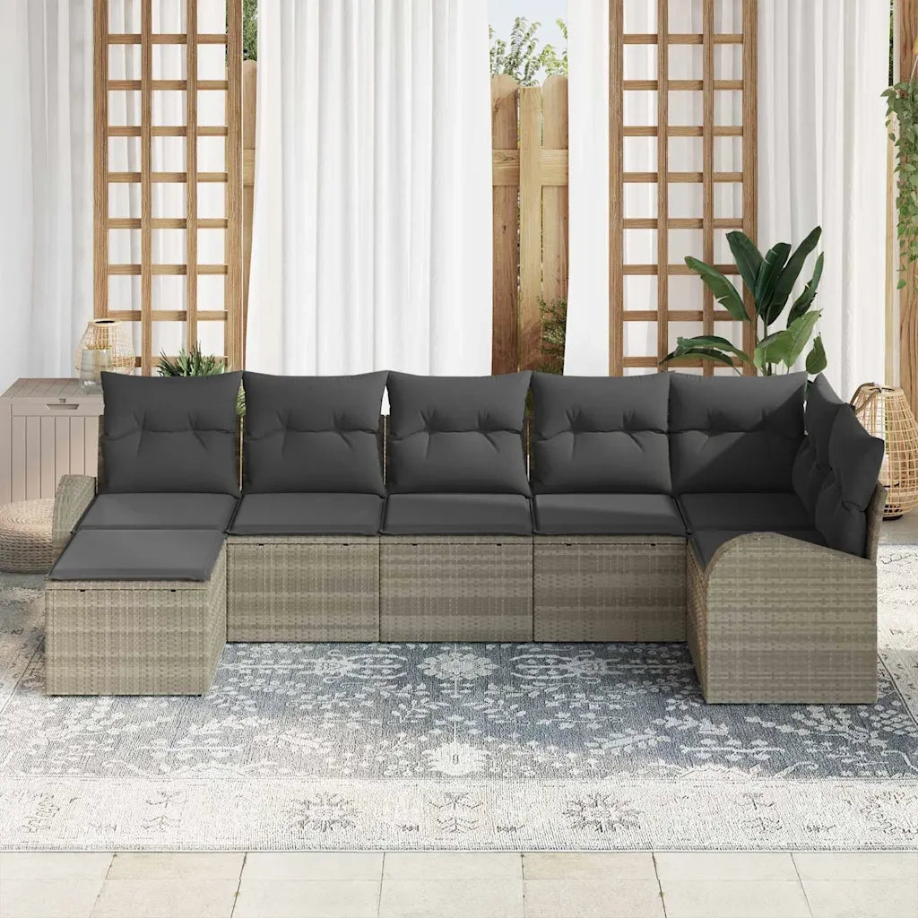 Set Divano da Giardino con cuscino 7 pcs Grigio chiaro